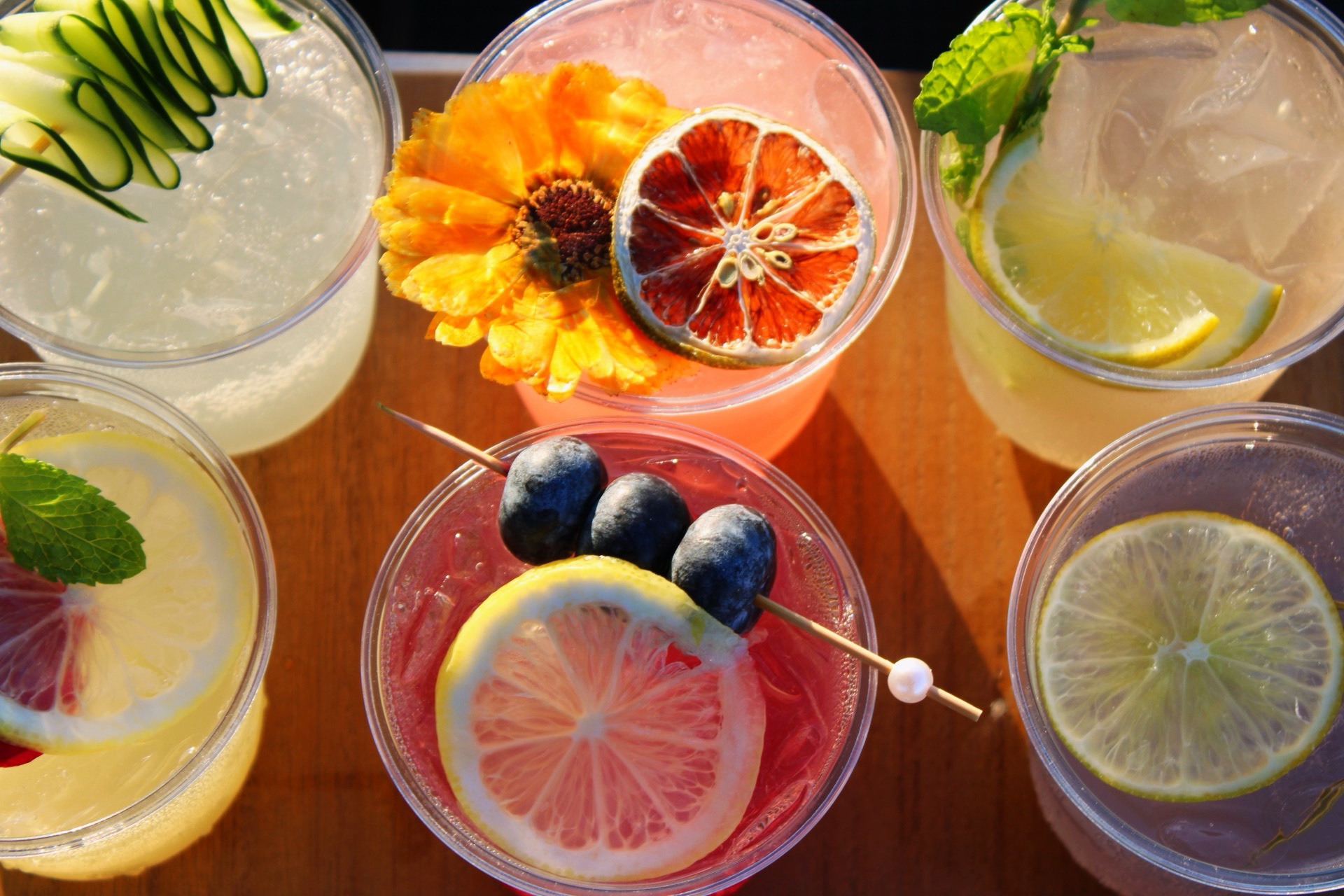 Signature cocktails photographed from above