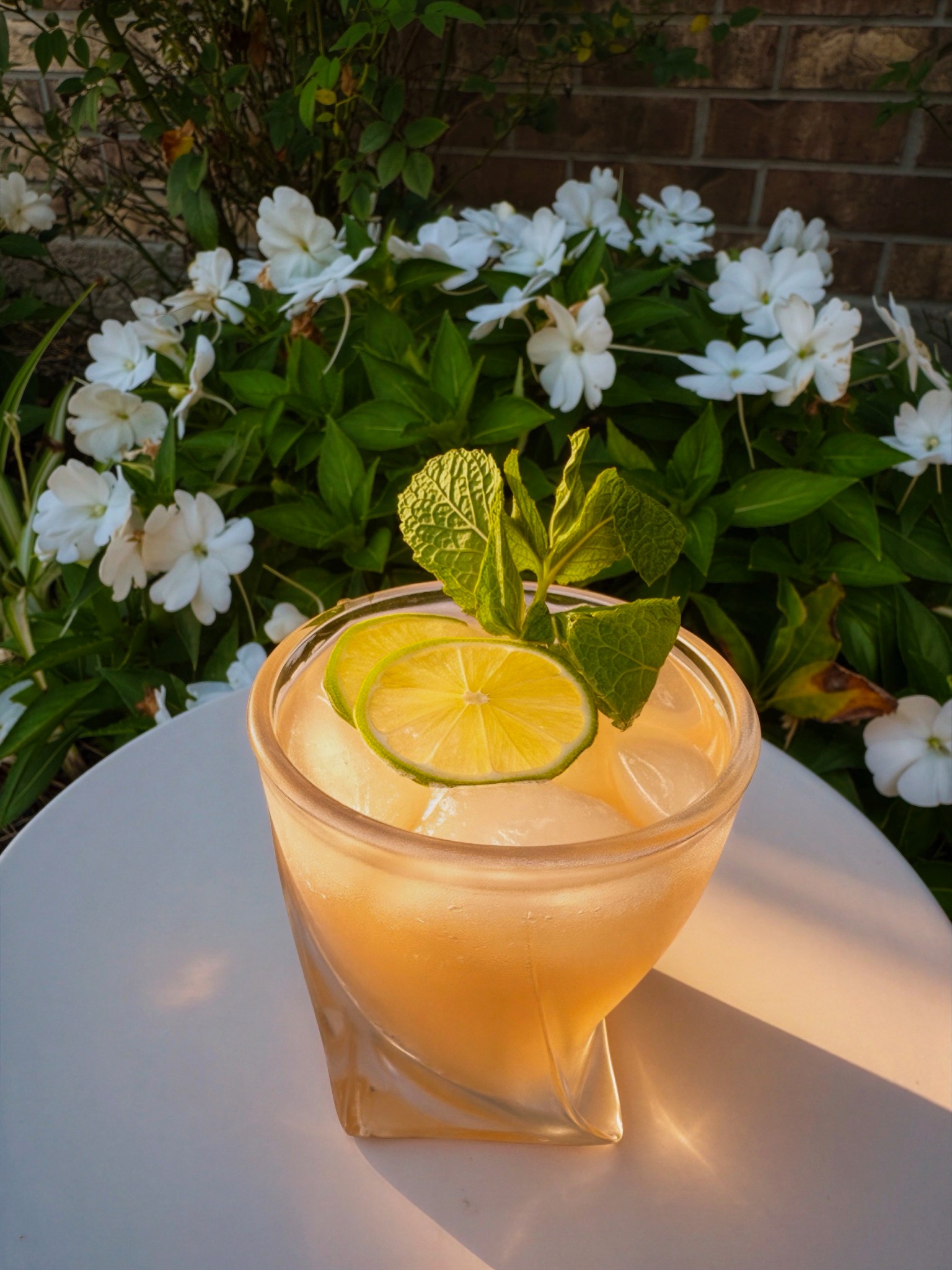 Hibiscus Mule garnished with lime and fresh mint