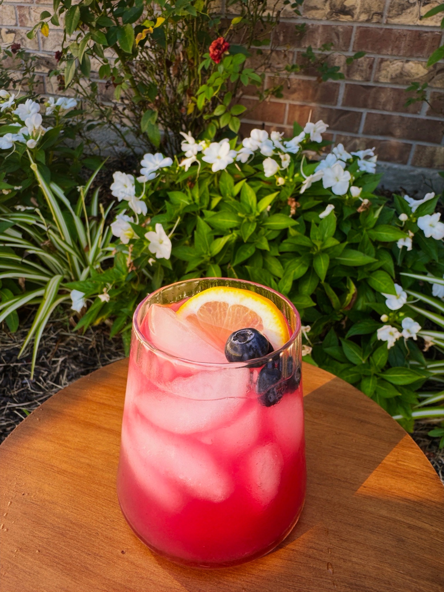 Vodka Blueberry Lemonade garnished with citrus and blueberries